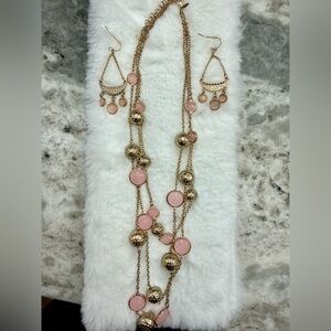Avon (signed SAQ) Gold and Pink Necklace Set